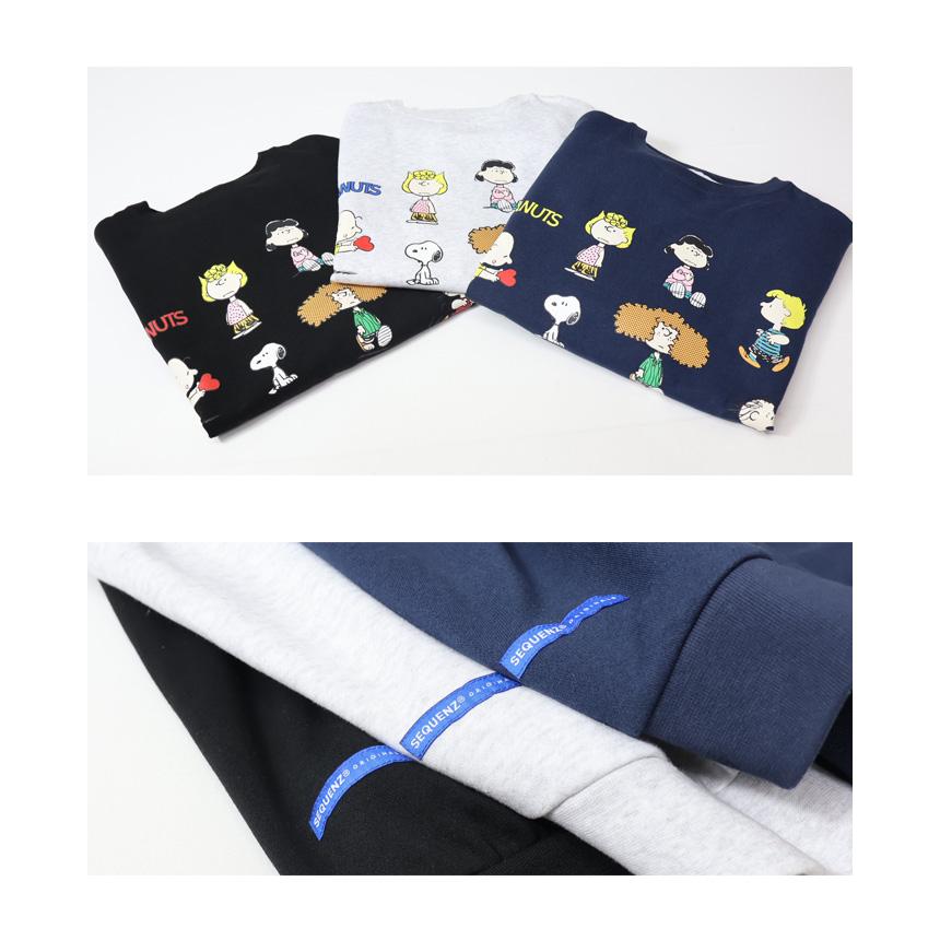 SEQUENZ スヌーピー キャラクタープリント クルーネックスウェット 裏