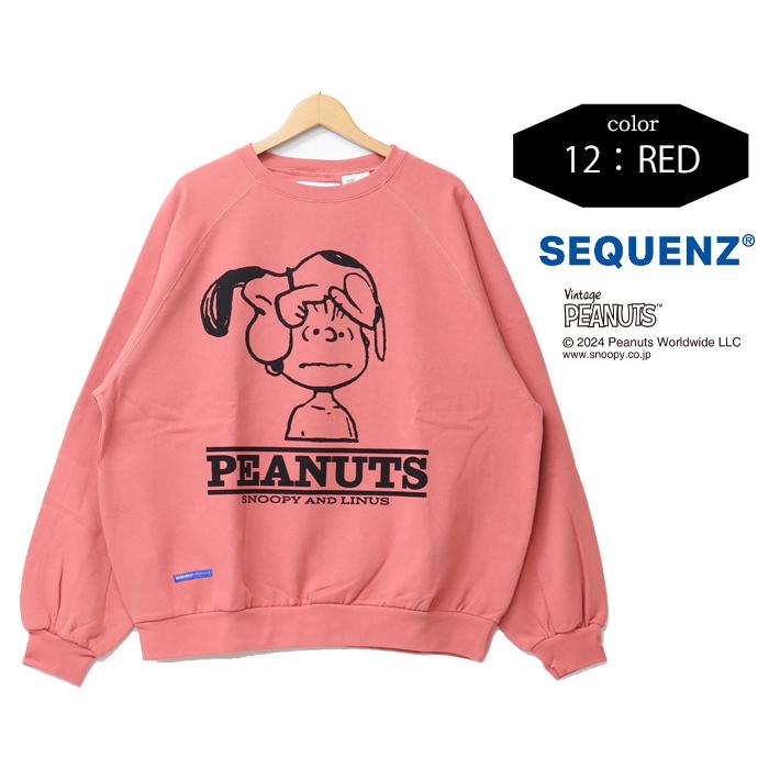 SEQUENZ スヌーピー ヴィンテージライク クルーネックスウェット SEQUENZ スヌーピー ヴィンテージライク クルーネックスウェット