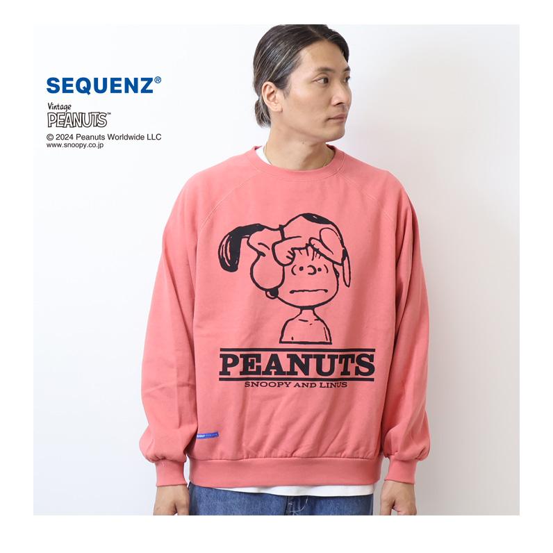 SEQUENZ スヌーピー ヴィンテージライク クルーネックスウェット SEQUENZ スヌーピー ヴィンテージライク クルーネックスウェット