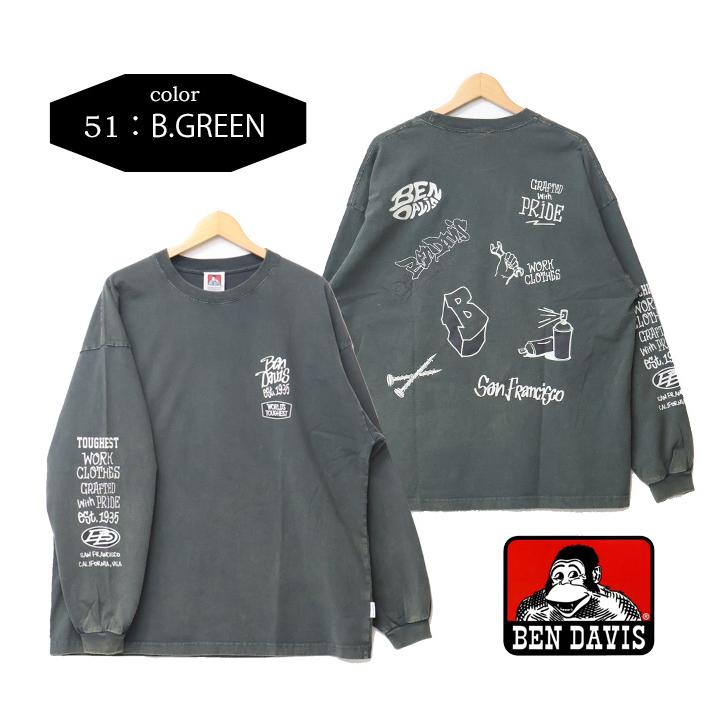 BEN DAVIS（ベンデイビス） IN GARAGE パウダーブリーチ加工 長袖T