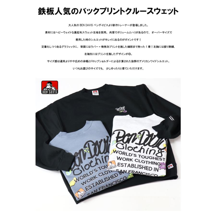 BEN DAVIS（ベンデイビス） GRATEFUL クルーネックスウェット 裏起毛 