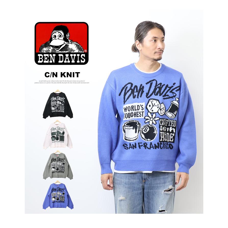 BEN DAVIS ベンデイビス タギングロゴ クルーネックニット BEN DAVIS ベンデイビス タギングロゴ クルーネックニット