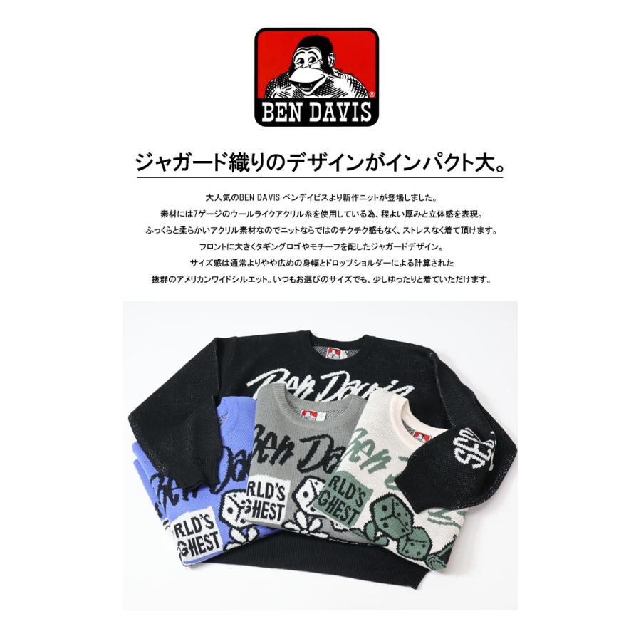 BEN DAVIS ベンデイビス タギングロゴ クルーネックニット BEN DAVIS ベンデイビス タギングロゴ クルーネックニット