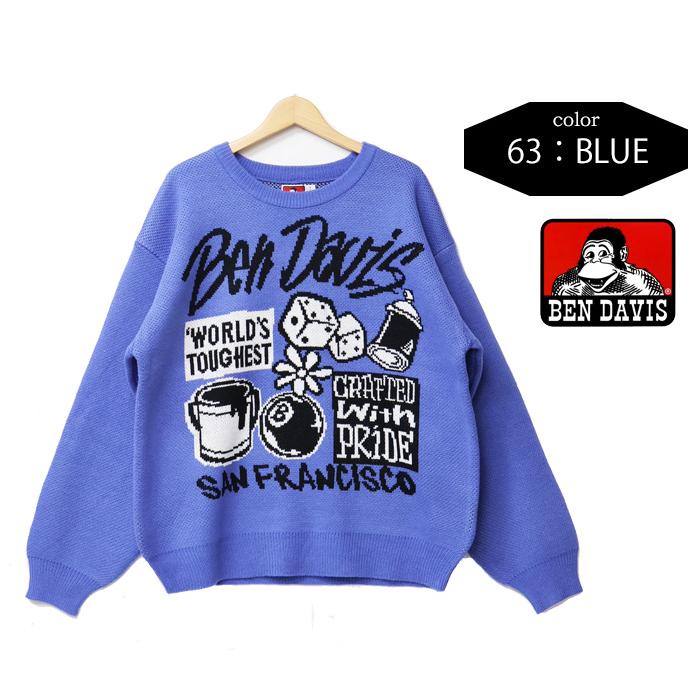 BEN DAVIS（ベンデイビス） タギングロゴ クルーネックニット セーター