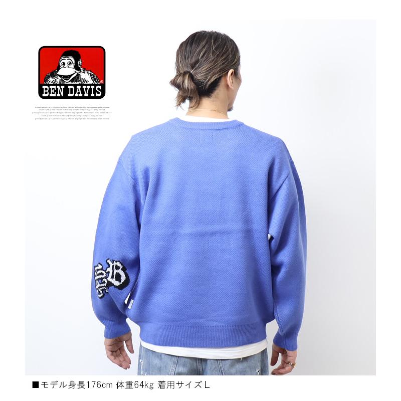BEN DAVIS ベンデイビス タギングロゴ クルーネックニット BEN DAVIS ベンデイビス タギングロゴ クルーネックニット