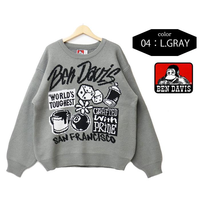BEN DAVIS ベンデイビス タギングロゴ クルーネックニット