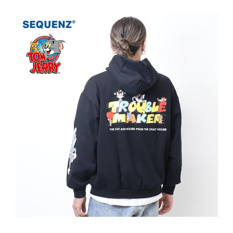 SEQUENZ トムとジェリー カラフルプリント スウェットパーカー SEQUENZ トムとジェリー カラフルプリント スウェットパーカー