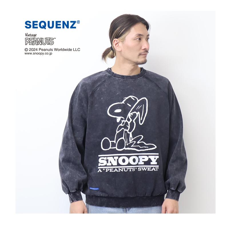 SEQUENZ スヌーピー ヴィンテージ加工 クルーネックスウェット SEQUENZ スヌーピー ヴィンテージ加工 クルーネックスウェット