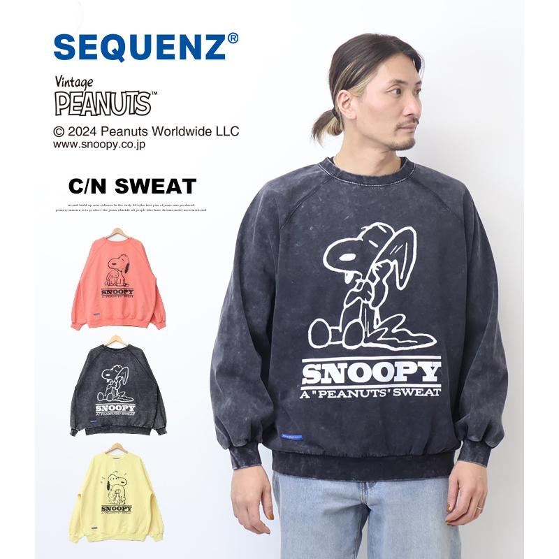 SEQUENZ スヌーピー ヴィンテージ加工 クルーネックスウェット SEQUENZ スヌーピー ヴィンテージ加工 クルーネックスウェット