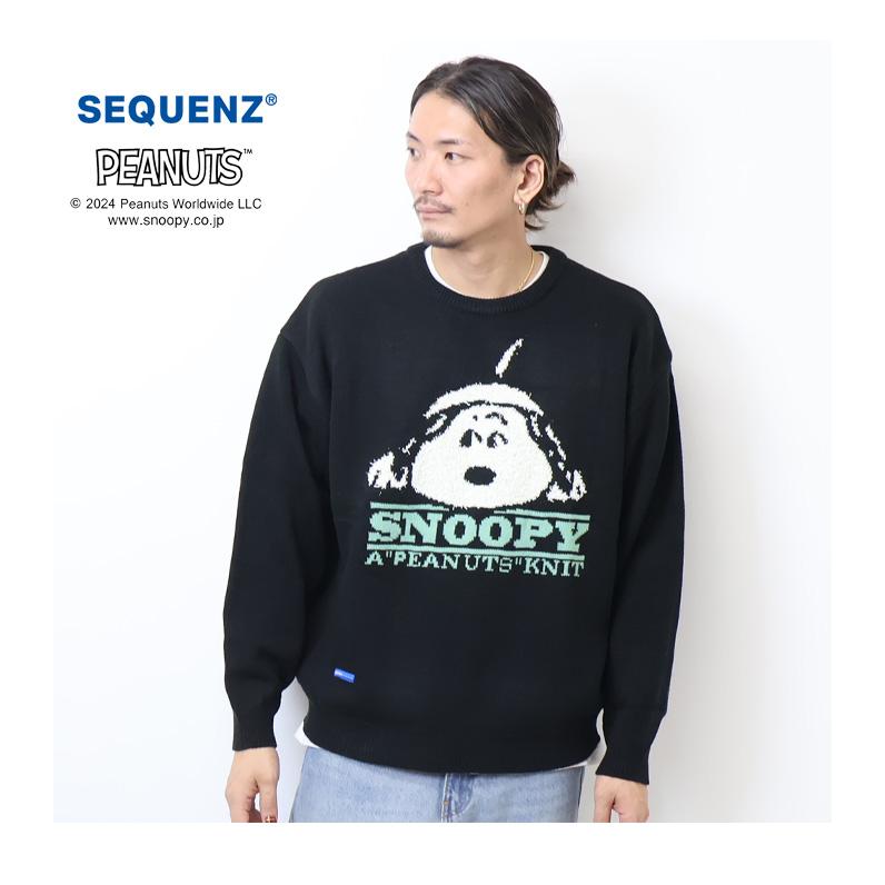 SEQUENZ スヌーピー フェイス セーター ニット クルーネック メンズ