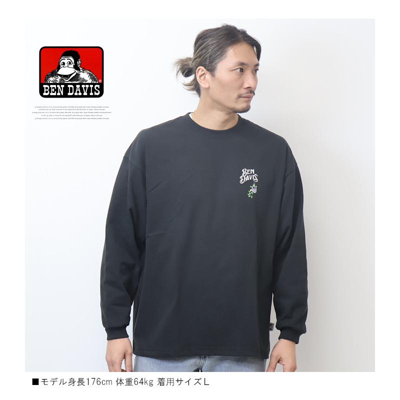 BEN DAVIS（ベンデイビス） ピーチ起毛天竺 ボタニカル刺繍 長袖T