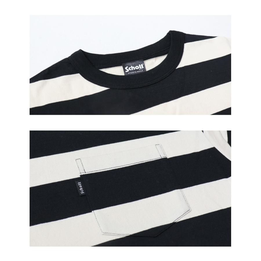 Schott N.Y.C ショット ワイドボーダー 胸ポケット 半袖Tシャツ Schott N.Y.C ショット ワイドボーダー 胸ポケット 半袖Tシャツ