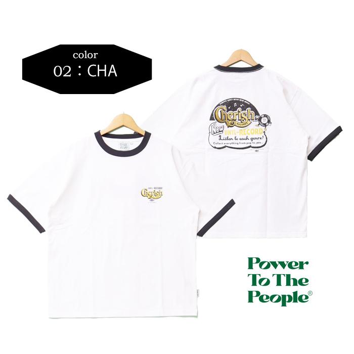 POWER TO THE PEOPLE パワートゥザピープル レコード プリント 刺繍 半袖Tシャツ リンガーTシャツ 半T メンズ 4501004｜rexone｜10