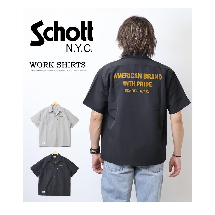 Schott N.Y.C ショット 刺繍 半袖 ワークシャツ 開襟シャツ Schott N.Y.C ショット 刺繍 半袖 ワークシャツ 開襟シャツ