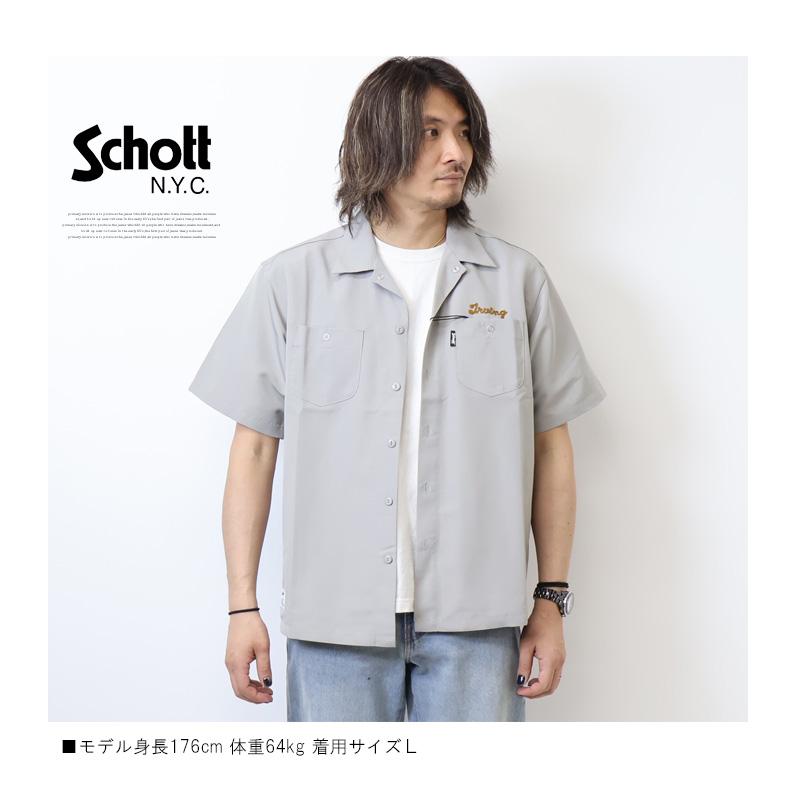 Schott N.Y.C ショット 刺繍 半袖 ワークシャツ 開襟シャツ Schott N.Y.C ショット 刺繍 半袖 ワークシャツ 開襟シャツ