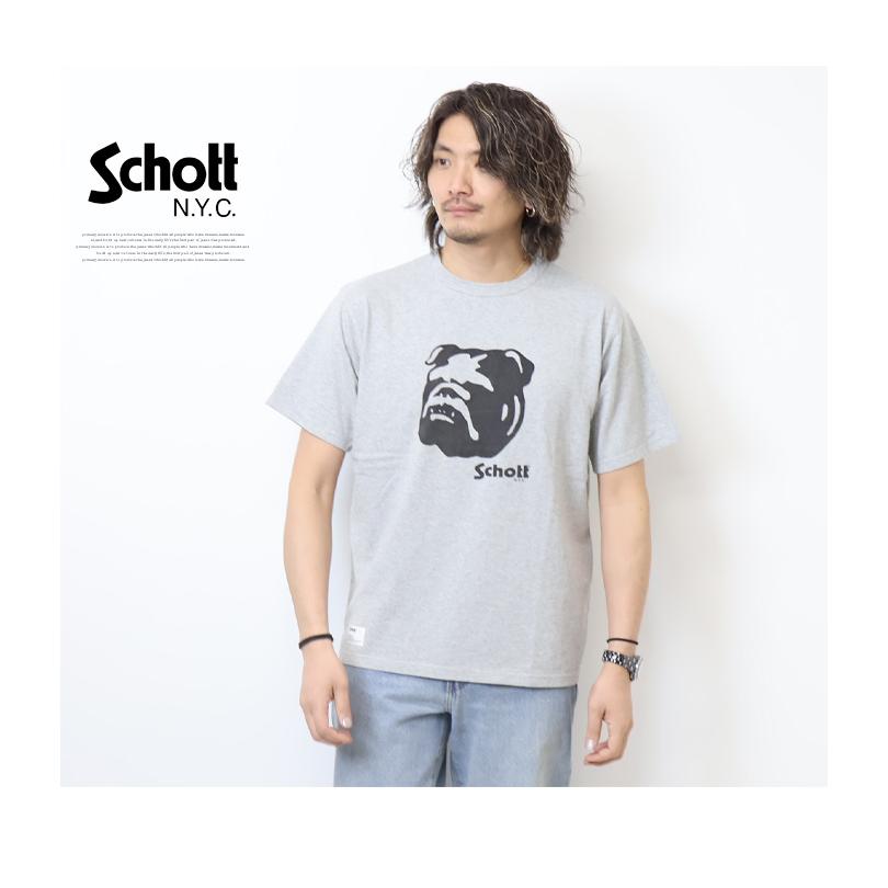 Schott ショット ヘザーTシャツ ブルドッグ 半T 半袖Tシャツ メンズ 送料無料 782-4134008｜rexone｜05