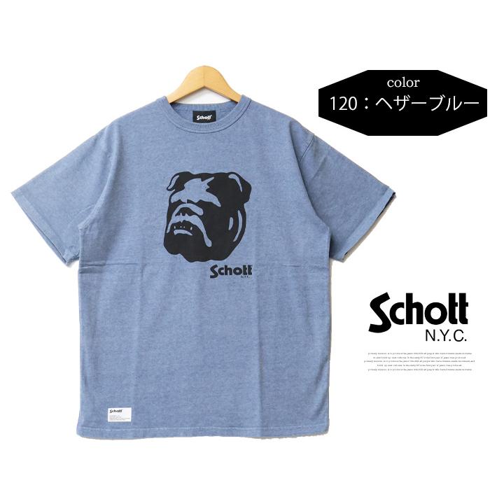 Schott N.Y.C（ショット） Schott ヘザーTシャツ ブルドッグ 半T 半袖T