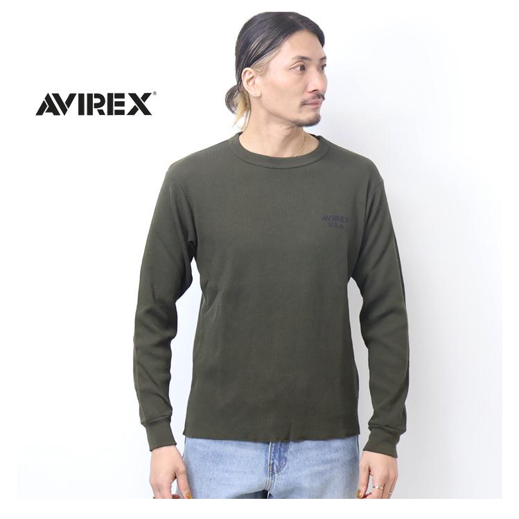 AVIREX（アヴィレックス） ミニワッフル プリント 長袖Tシャツ TOMCAT