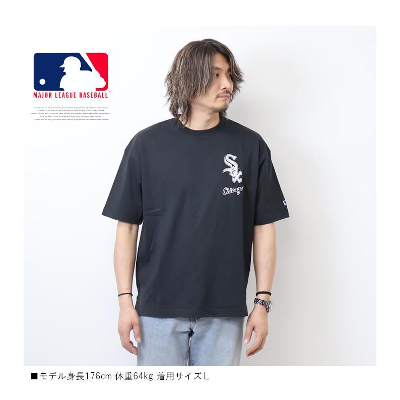 MLB メジャーリーグベースボール チームロゴ刺繍 バックプリント 半袖T
