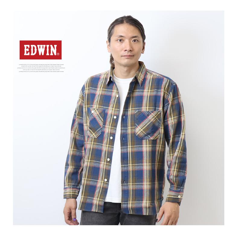 EDWIN（エドウィン） チェック ワークシャツ チェックシャツ 長袖