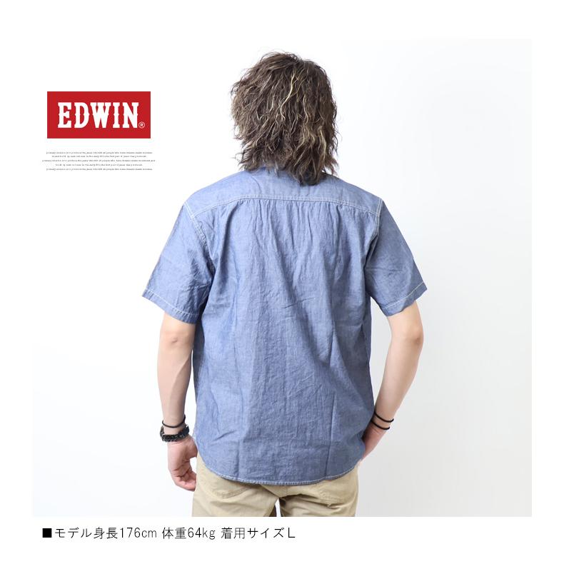 EDWIN（エドウィン） 半袖 ワークシャツ シャンブレーシャツ 半袖