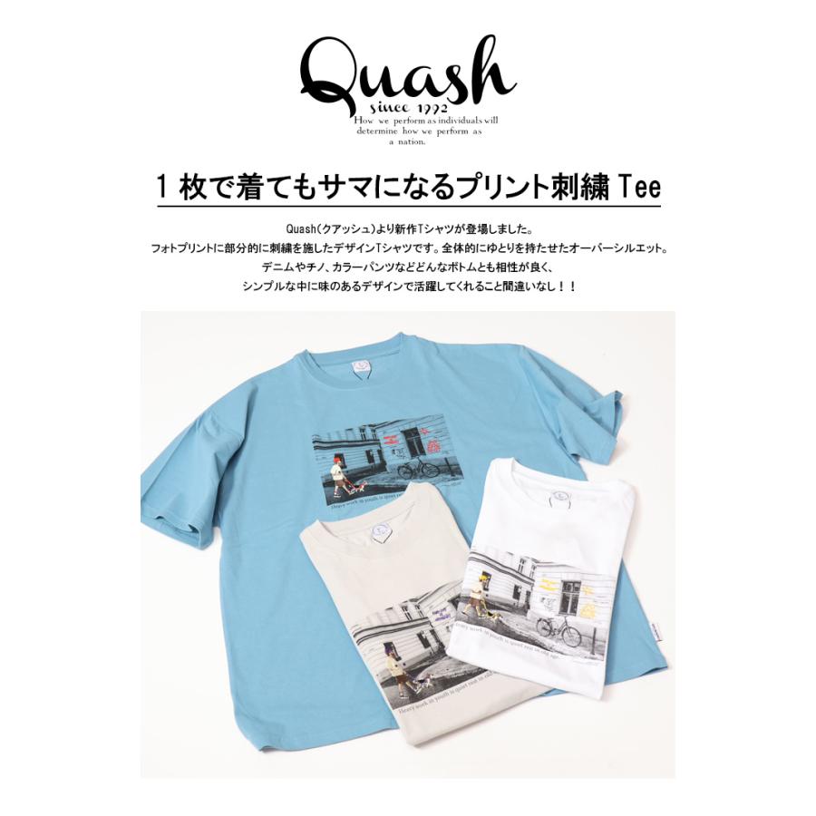 Quash クアッシュ プリント 刺繍 半袖Tシャツ 半T メンズ Q24 Quash クアッシュ プリント 刺繍 半袖Tシャツ 半T メンズ Q24