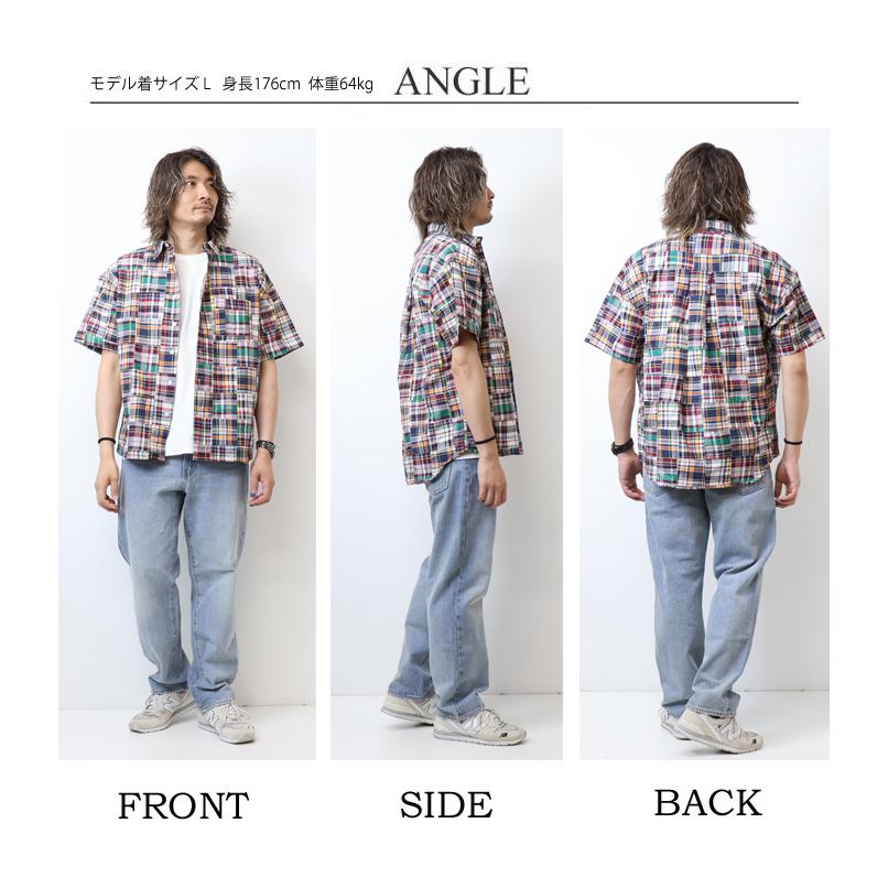 Quash クアッシュ インドパッチワークシャツ 半袖シャツ メンズ Quash クアッシュ インドパッチワークシャツ 半袖シャツ メンズ