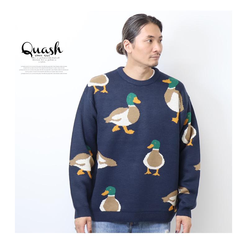 Quash クアッシュ 総柄アニマル クルーネックニット セーター Quash クアッシュ 総柄アニマル クルーネックニット セーター
