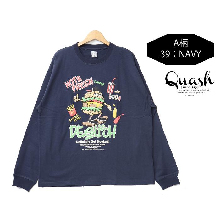 Quash クアッシュ フードキャラプリント 長袖Tシャツ ロンT 長T