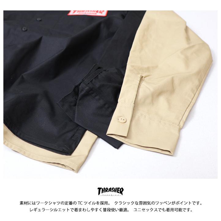 THRASHER（スラッシャー） ワッペン オープン ワークシャツ 長袖シャツ