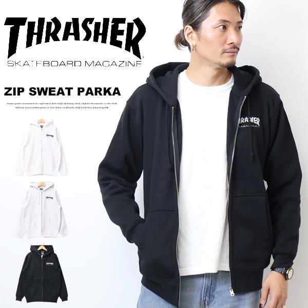 THRASHER スラッシャー ワンポイントロゴ刺繍 スウェットジップパーカー 裏起毛 スウェットパーカー フーディ メンズ 送料無料 TH8602 | THRASHER | 01