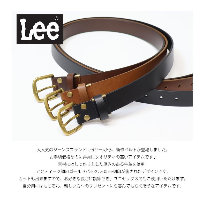 Lee（リー） ゴールドバックル ナロー レザーベルト 牛革 本革 メンズ