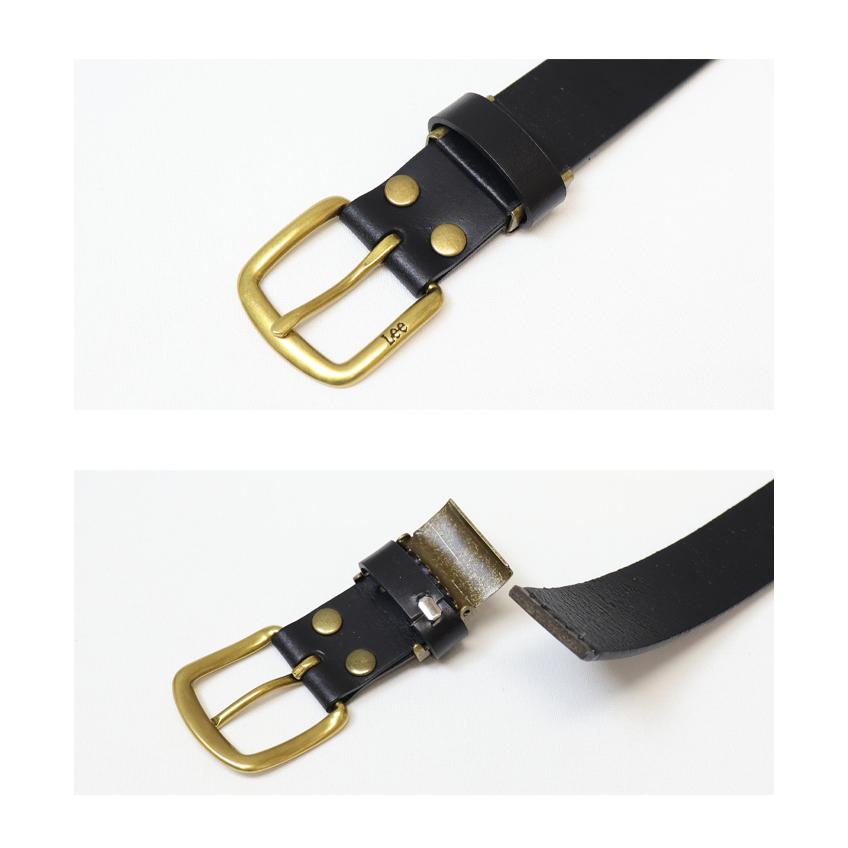 Lee（リー） ゴールドバックル ナロー レザーベルト 牛革 本革 メンズ