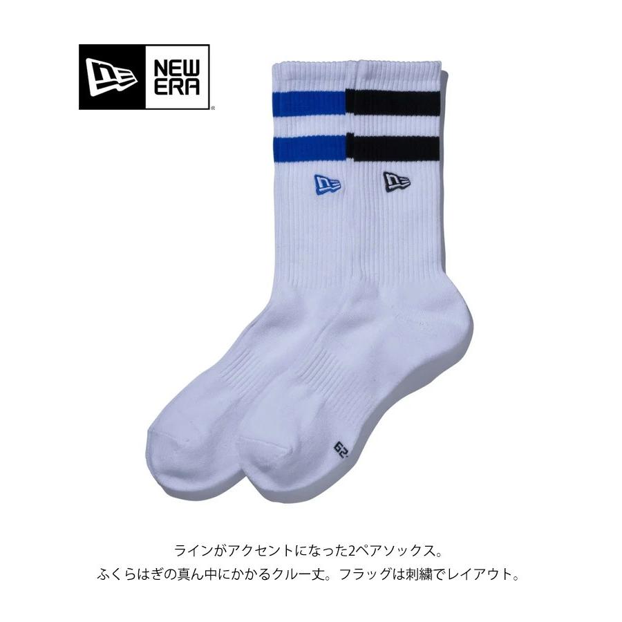 NEW ERA（ニューエラ） 2P ソックス ロゴ ライン ロング 靴下 25〜27cm