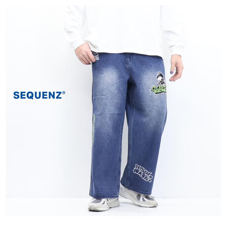 SEQUENZ シークエンズ 刺繍 ワッペン ルーズデニムパンツ ジーンズ