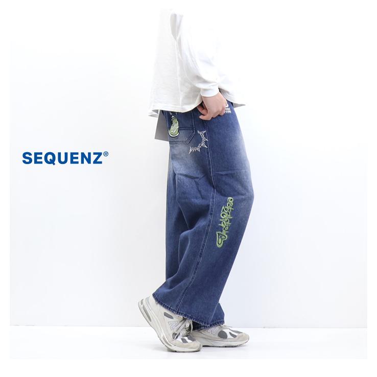 SEQUENZ シークエンズ 刺繍 ワッペン ルーズデニムパンツ ジーンズ