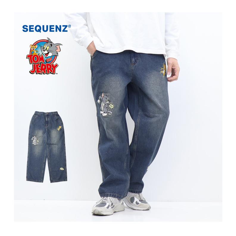 トム SEQUENZ トムとジェリー チェイス ルーズデニムパンツ ジーンズ メンズ