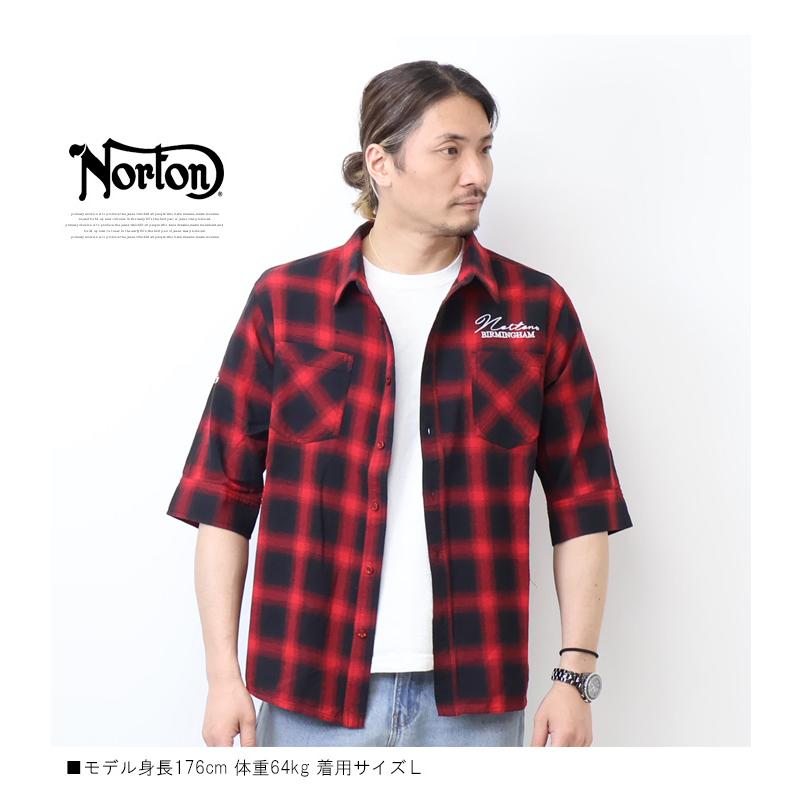 Hilton Marshall 刺繍入り赤シャツ クラシック フィット チェック