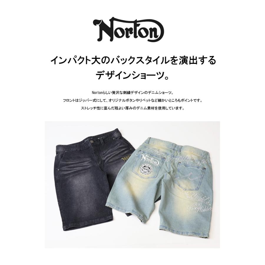 ノートン（NORTON） 刺繍 ストレッチデニム ショートパンツ ショーツ 