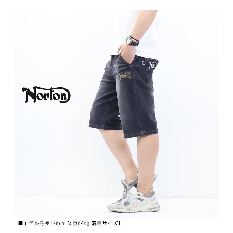 なっくん　CRONOS ストライプデザイン ショートパンツ L ノートン（NORTON） 刺繍 ストレッチデニム ショートパンツ ショーツ