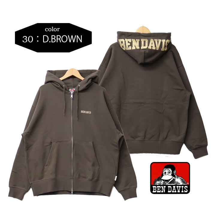 BEN DAVIS（ベンデイビス） フードロゴ スウェットジップパーカー 裏毛 