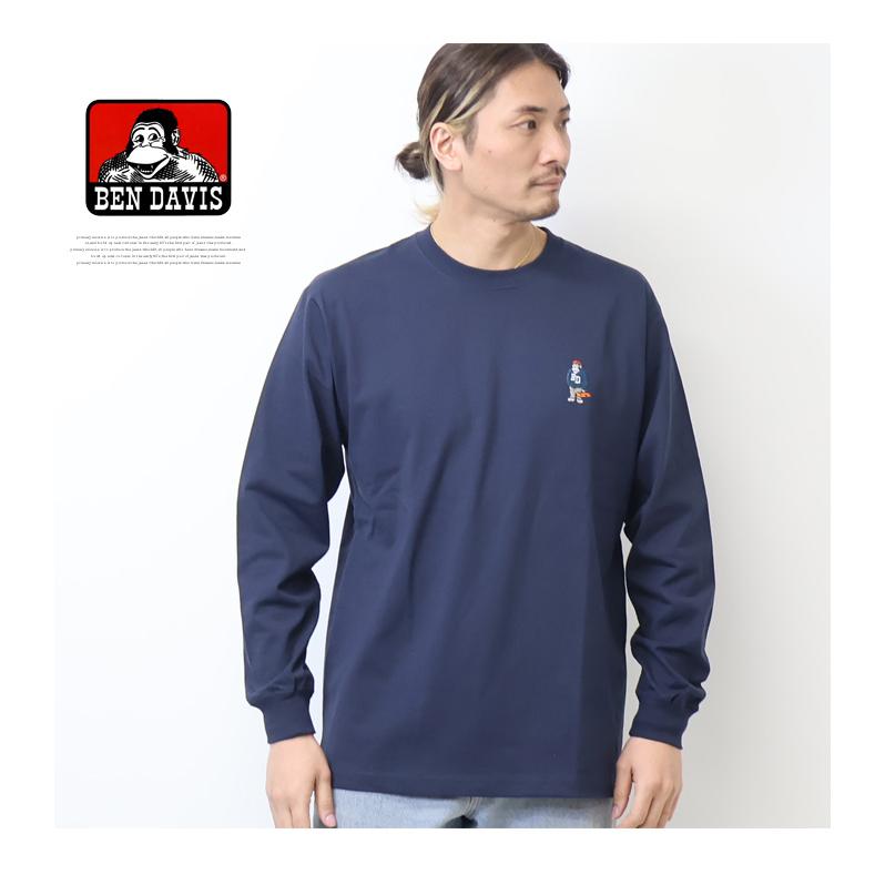 BEN DAVIS（ベンデイビス） ミニゴリラ刺繍 長袖Tシャツ ロンT 長T