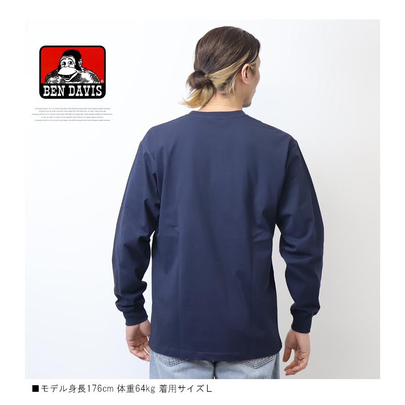 BEN DAVIS（ベンデイビス） ミニゴリラ刺繍 長袖Tシャツ ロンT 長T