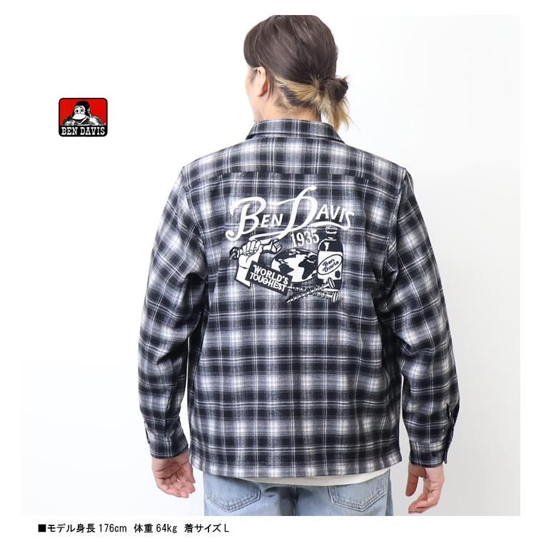 BEN DAVIS ベンデイビス クラシカルロゴ刺繍 長袖 チェックシャツ 
