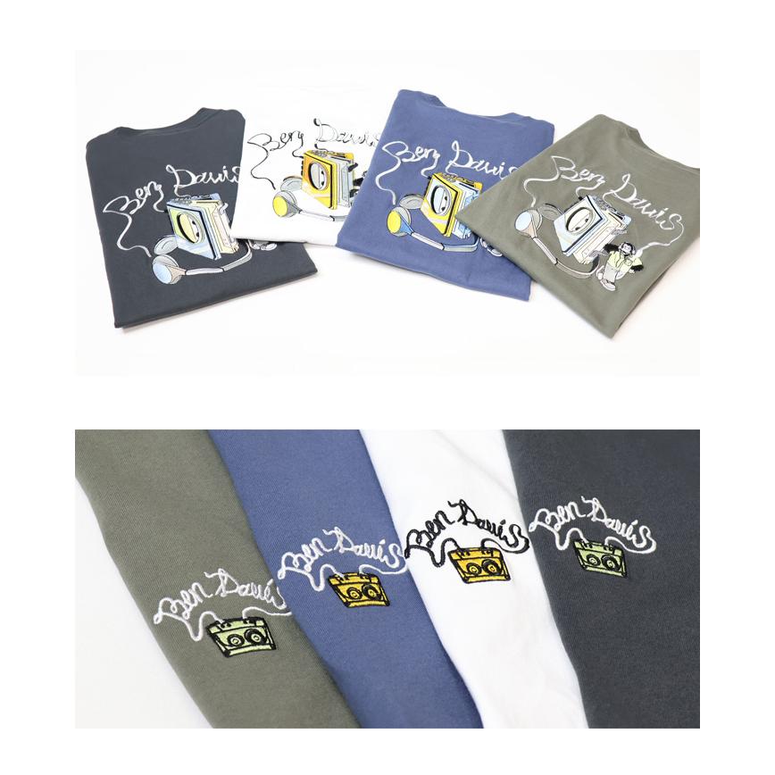 BEN DAVIS（ベンデイビス） 刺繍 半袖Tシャツ カセットプレーヤー