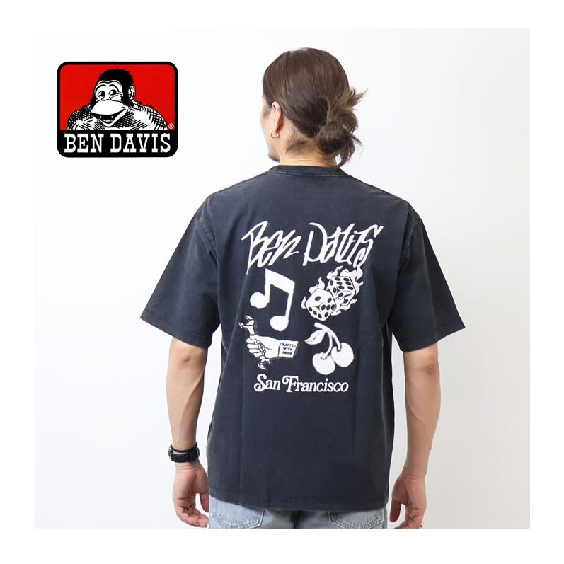 BEN DAVIS（ベンデイビス） パウダーブリーチ加工 プリント 半袖T