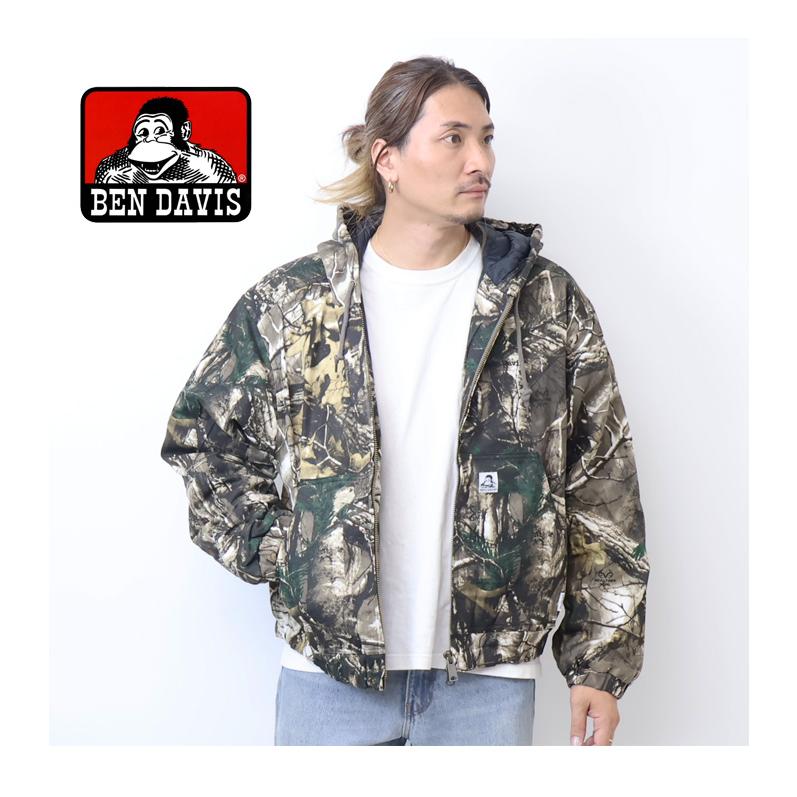 美品☆DENIM&DUNGAREE パーカージャケット　160　ペイント柄 BEN DAVIS（ベンデイビス） ダック素材 中綿 ジップパーカー メンズ