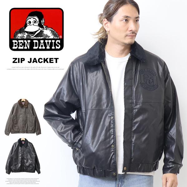 BEN DAVIS（ベンデイビス） 衿ボア フェイクレザージャケット メンズ