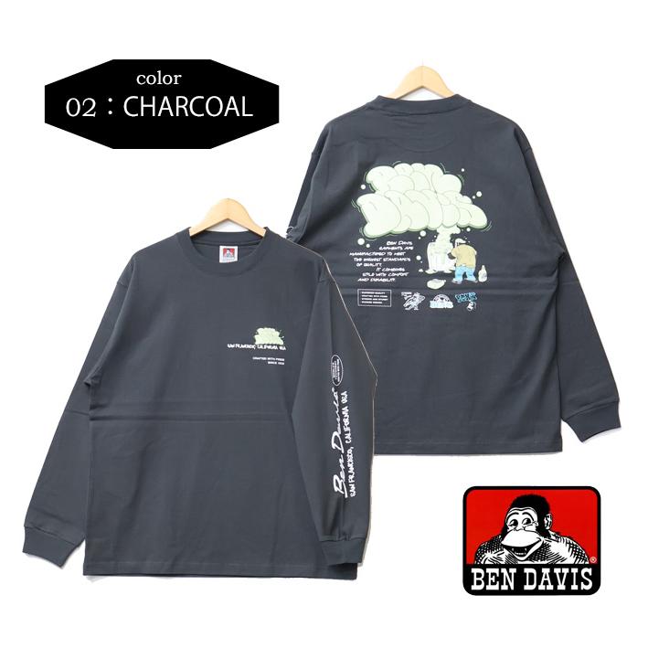 BEN DAVIS（ベンデイビス） バブルロゴプリント 長袖Tシャツ ビッグ