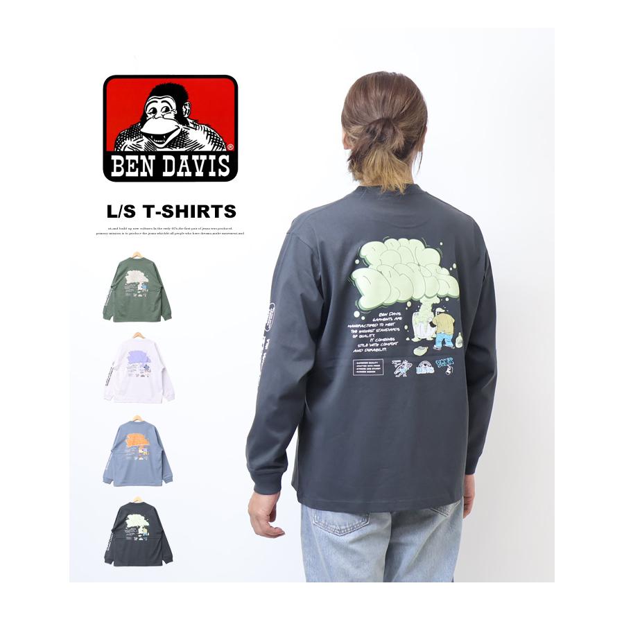 BEN DAVIS（ベンデイビス） バブルロゴプリント 長袖Tシャツ ビッグ 